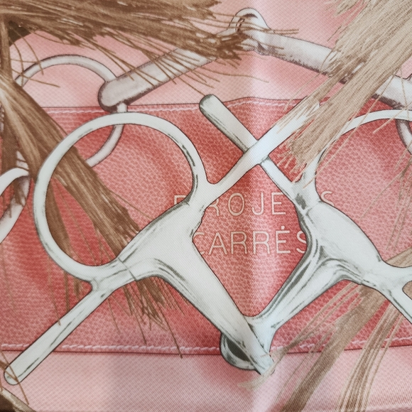 Hermès Projets Carrès Silk Scarf 90 Pink - Picture 4 of 8